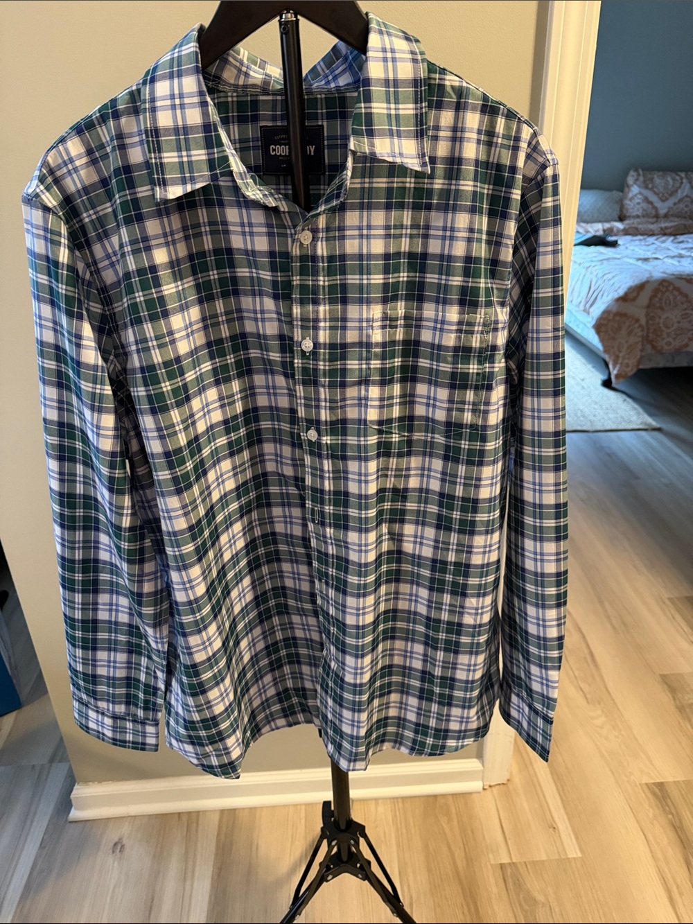 Green & Blue Plaid Button-Down Shirt